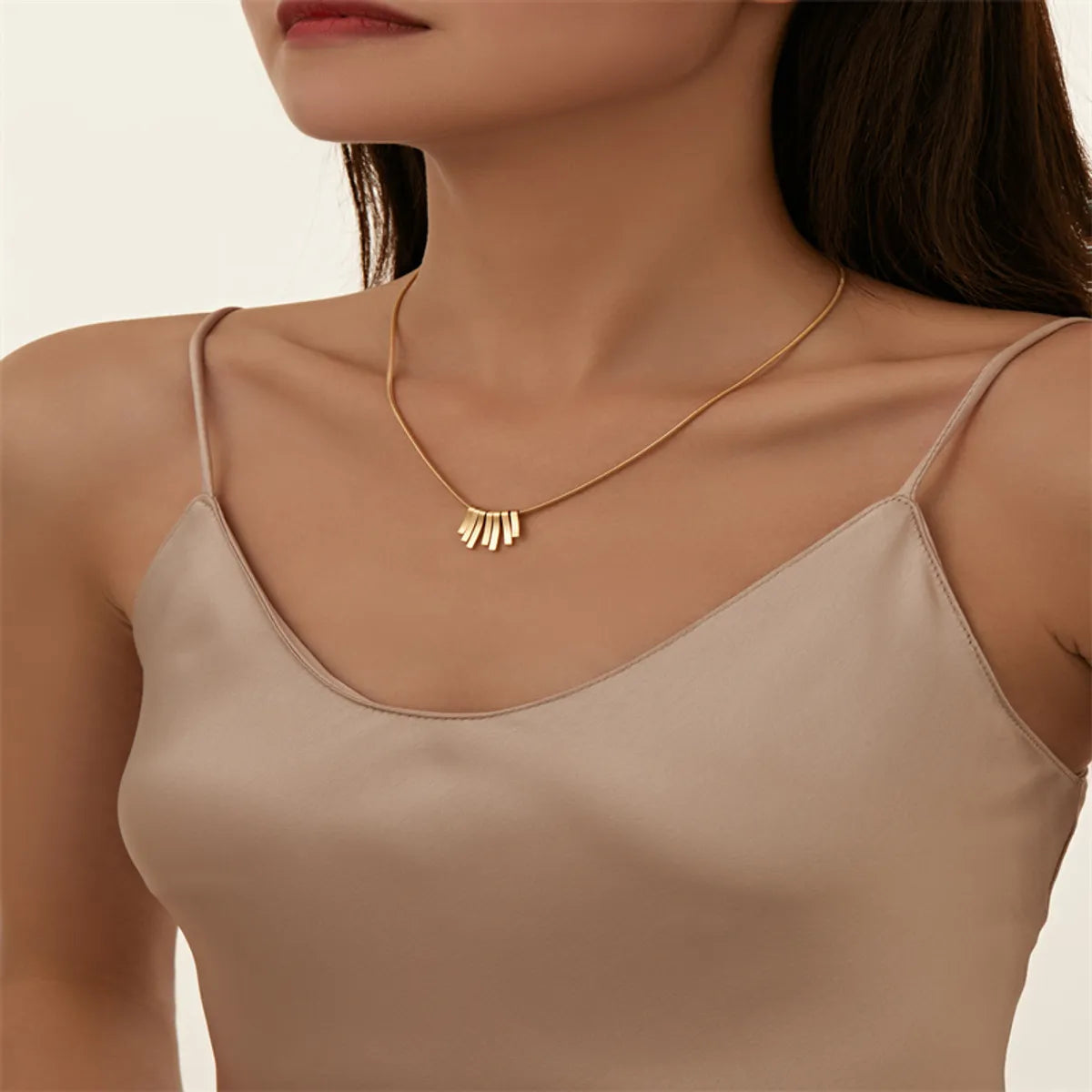 Simple Style Classic Style Solid Color Rectangle Stainless Steel Titanium Steel Polishing Plating Gold Plated Necklace