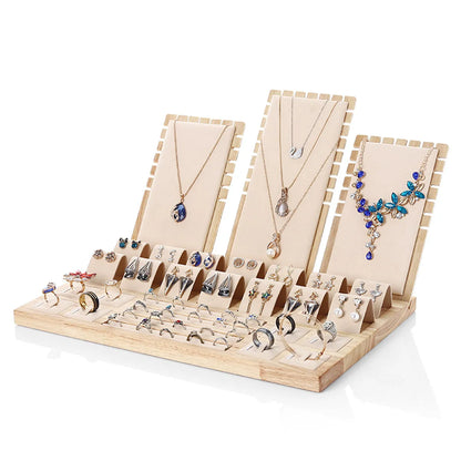 Simple Style Classic Style Solid Color Sponge Bamboo Wood Jewelry Rack