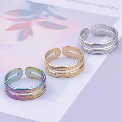 Simple Style Classic Style Solid Color Stainless Steel Asymmetrical Polishing Rings