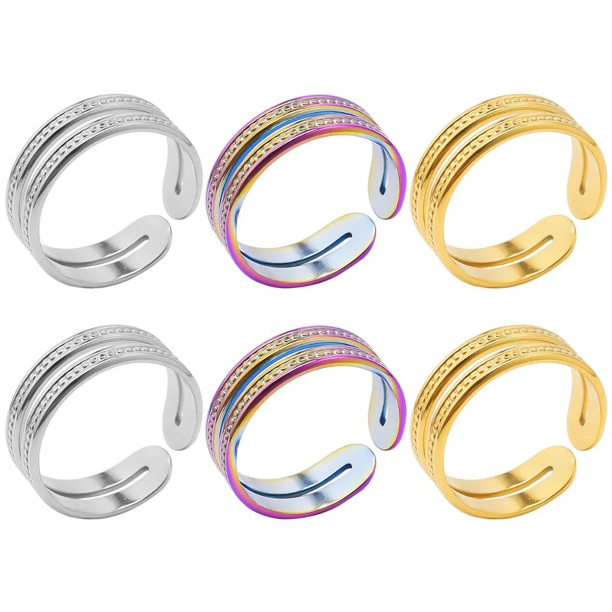 Simple Style Classic Style Solid Color Stainless Steel Asymmetrical Polishing Rings