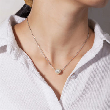 Simple Style Classic Style Solid Color Stainless Steel Freshwater Pearl Polishing Necklace