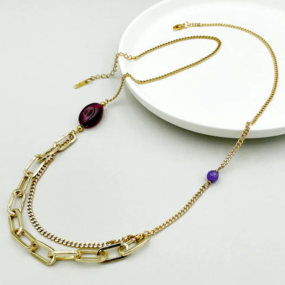 Simple Style Classic Style Solid Color Stainless Steel Gold Plated Necklace In Bulk