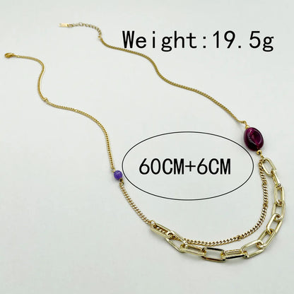 Simple Style Classic Style Solid Color Stainless Steel Gold Plated Necklace In Bulk