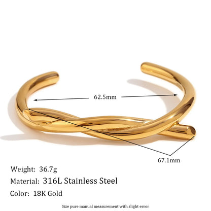 Simple Style Classic Style Solid Color Stainless Steel Plating 18k Gold Plated Bangle