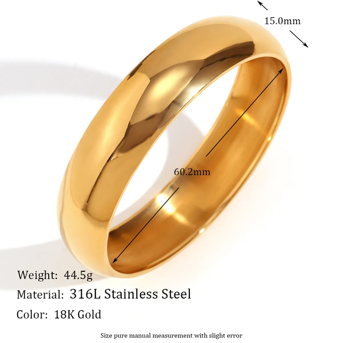 Simple Style Classic Style Solid Color Stainless Steel Plating 18k Gold Plated Bangle