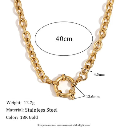 Wholesale Jewelry Simple Style Classic Style Solid Color 304 Stainless Steel 18K Gold Plated Plating Necklace