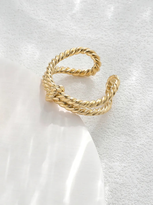 Simple Style Classic Style Solid Color Stainless Steel Plating 18k Gold Plated Rings