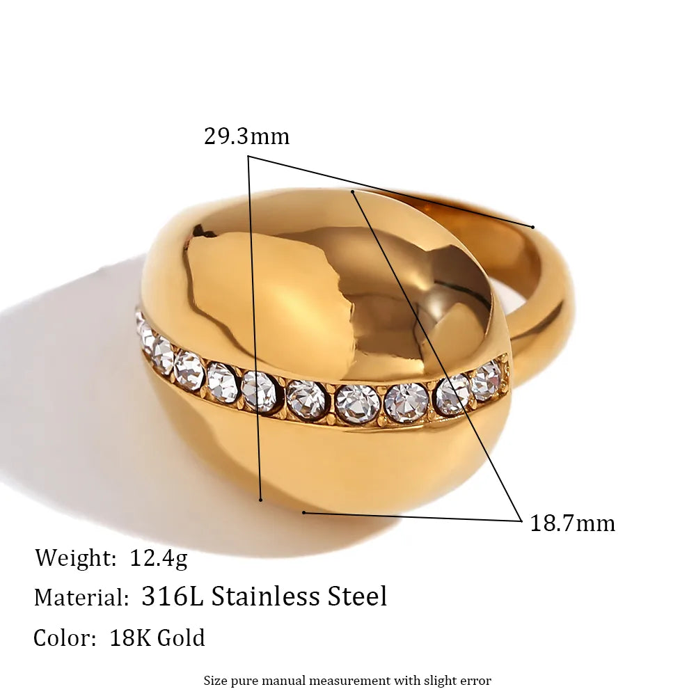 Wholesale Jewelry Simple Style Classic Style Solid Color 304 Stainless Steel 18K Gold Plated Plating Rings