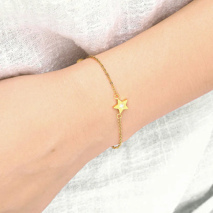 Simple Style Classic Style Solid Color 304 Stainless Steel 18K Gold Plated Bracelets In Bulk