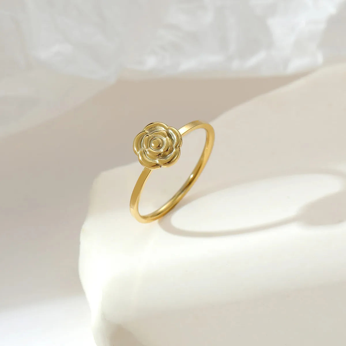 Simple Style Classic Style Solid Color Stainless Steel Plating Gold Plated Rings