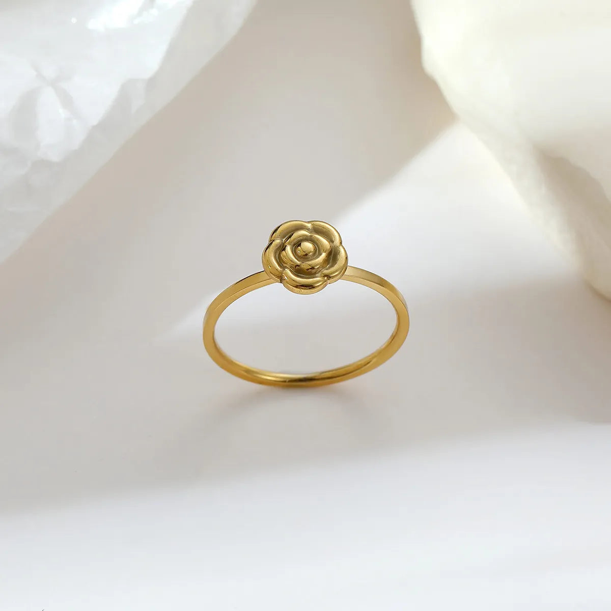 Simple Style Classic Style Solid Color Stainless Steel Plating Gold Plated Rings