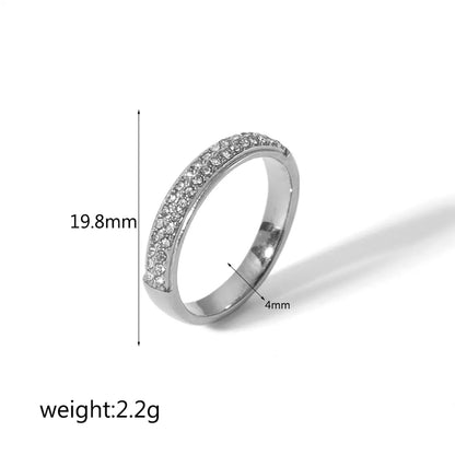 Simple Style Classic Style Solid Color Stainless Steel Plating Inlay Zircon 18k Gold Plated Rings