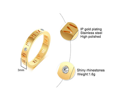 Wholesale Jewelry Simple Style Classic Style Solid Color 304 Stainless Steel Zircon Gold Plated Plating Inlay Rings