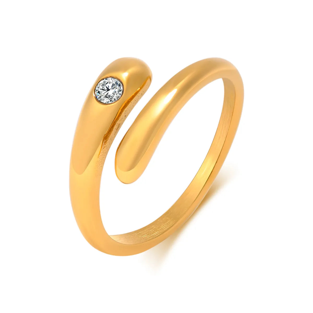 Wholesale Jewelry Simple Style Classic Style Solid Color 304 Stainless Steel Zircon Gold Plated Plating Inlay Rings