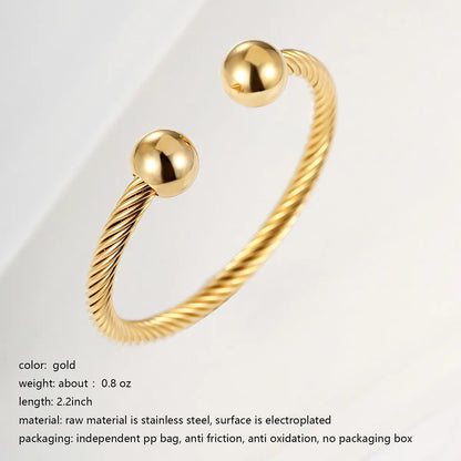 Simple Style Classic Style Solid Color Stainless Steel Twisted Cable Bracele Bangle