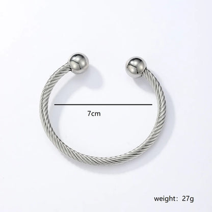 Simple Style Classic Style Solid Color Stainless Steel Twisted Cable Bracele Bangle