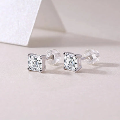 Simple Style Classic Style Solid Color Sterling Silver Inlay Moissanite Ear Studs