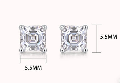 Simple Style Classic Style Solid Color Sterling Silver Inlay Moissanite Ear Studs