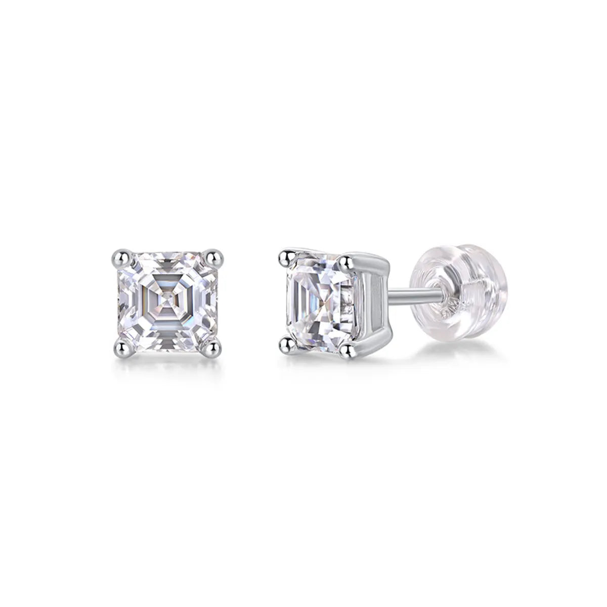 Simple Style Classic Style Solid Color Sterling Silver Inlay Moissanite Ear Studs