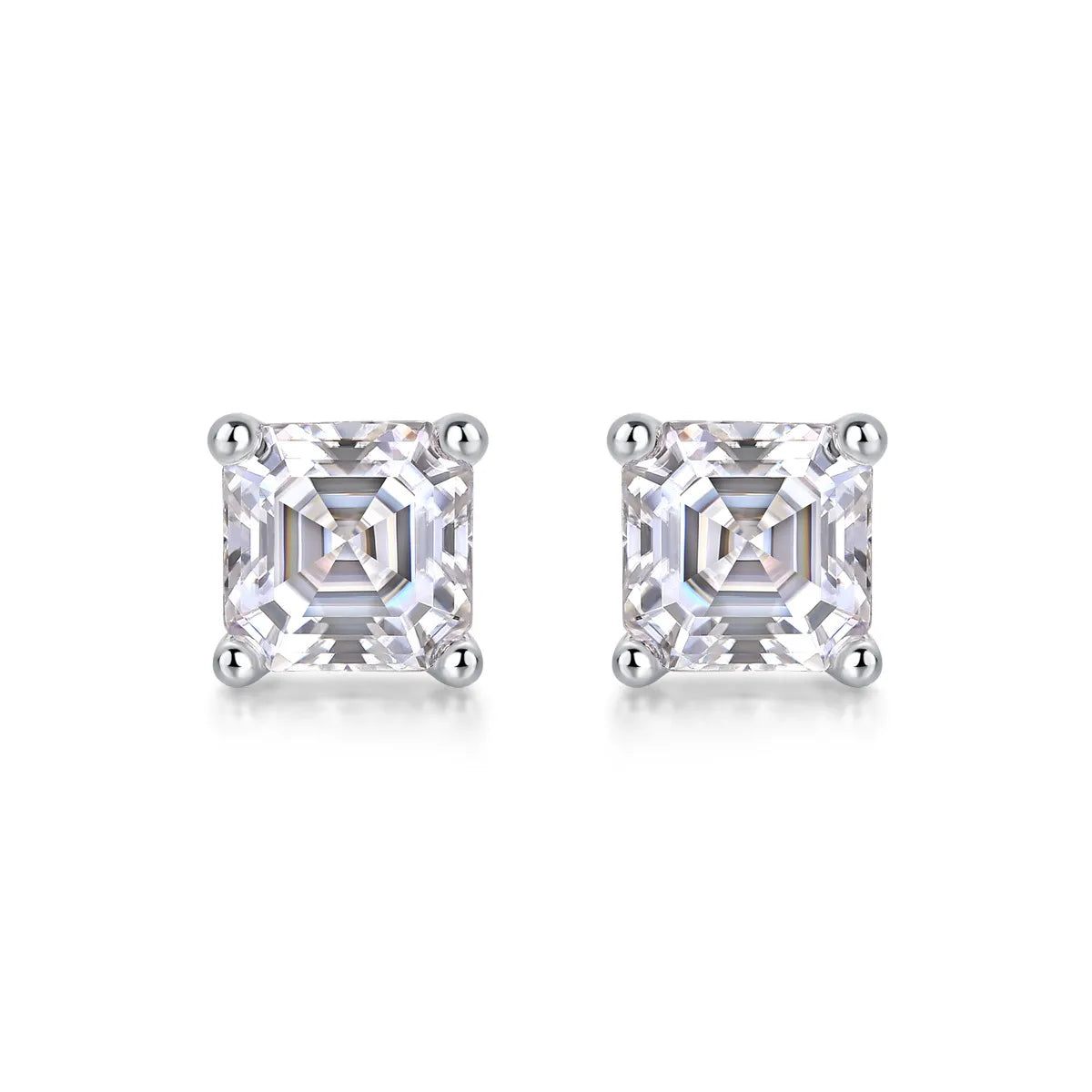 Simple Style Classic Style Solid Color Sterling Silver Inlay Moissanite Ear Studs