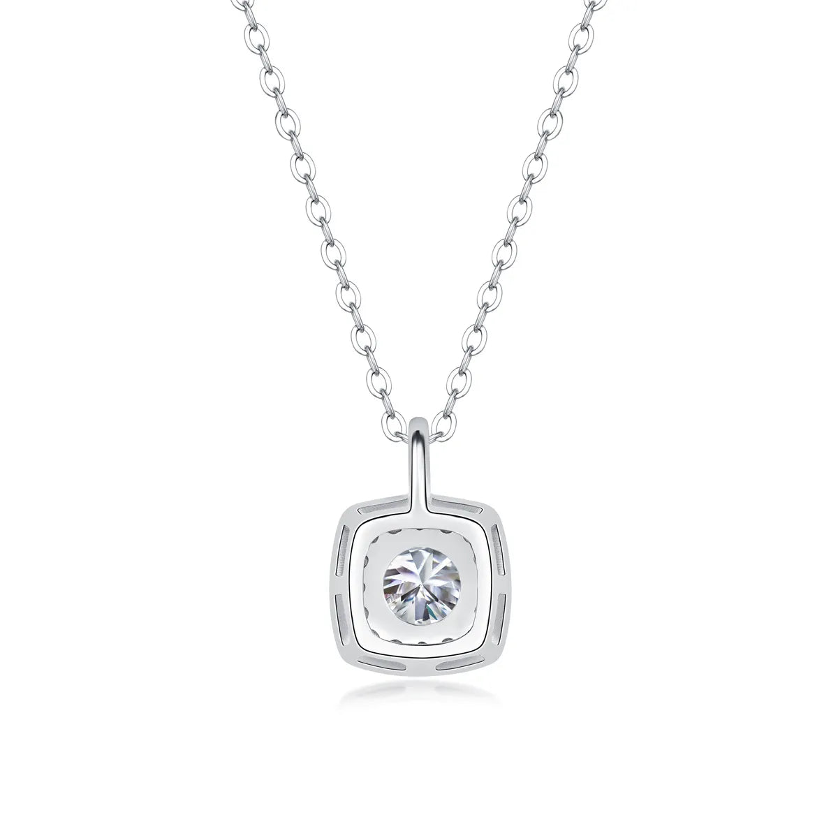 Simple Style Classic Style Solid Color Sterling Silver Inlay Moissanite Pendant Necklace