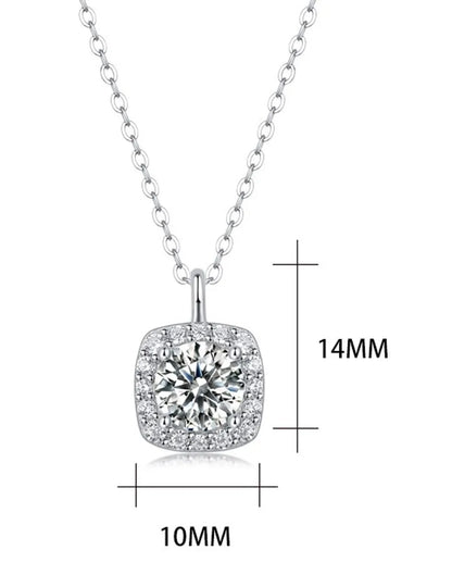 Simple Style Classic Style Solid Color Sterling Silver Inlay Moissanite Pendant Necklace