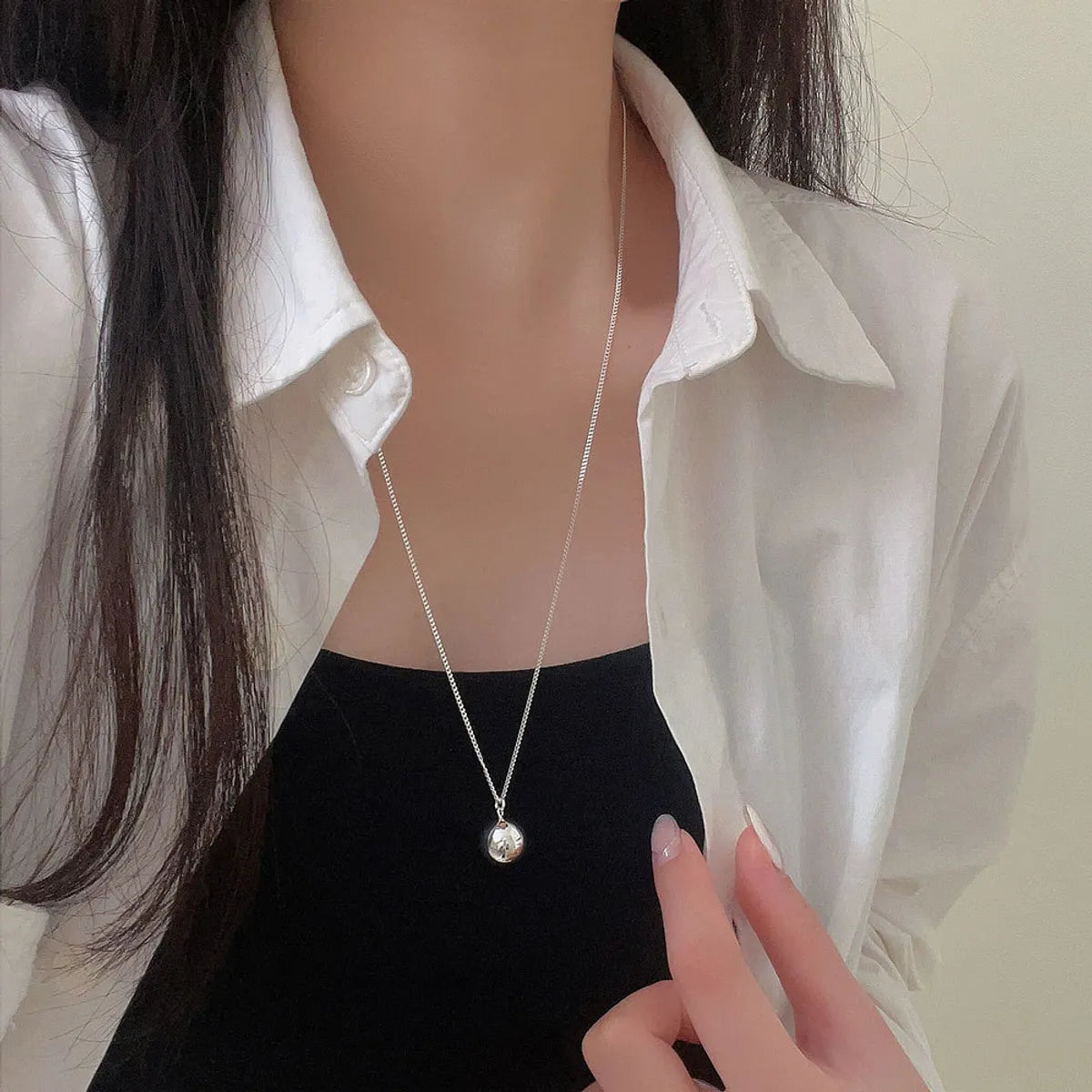 Simple Style Classic Style Solid Color Sterling Silver Plating Silver Plated Necklace Pendant