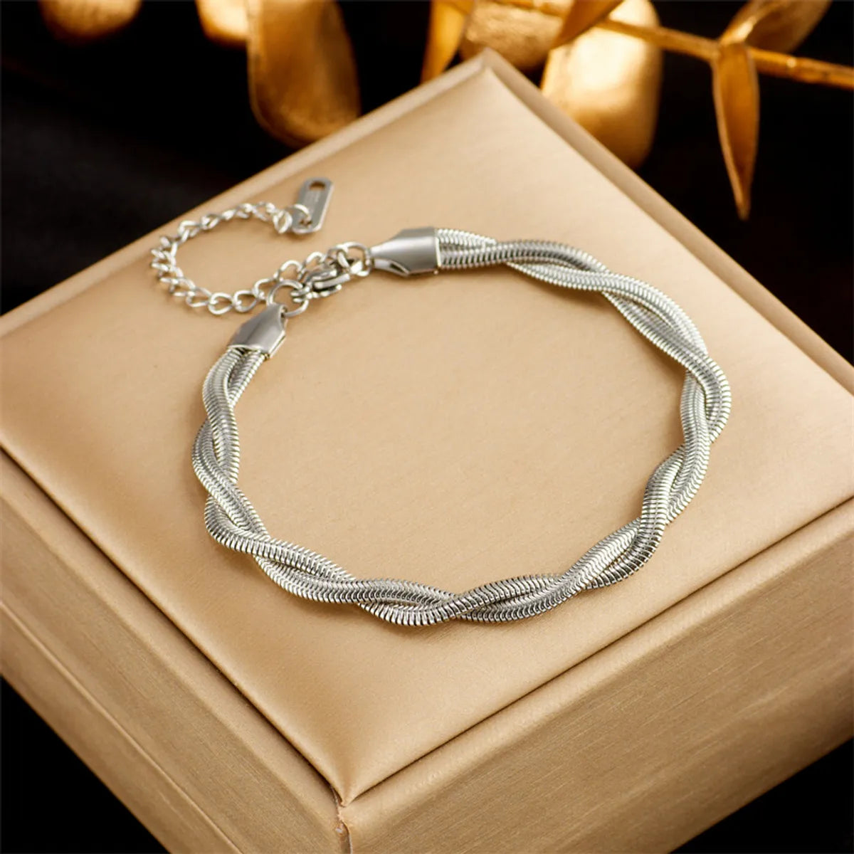 Simple Style Classic Style Solid Color Titanium Steel Bracelets In Bulk