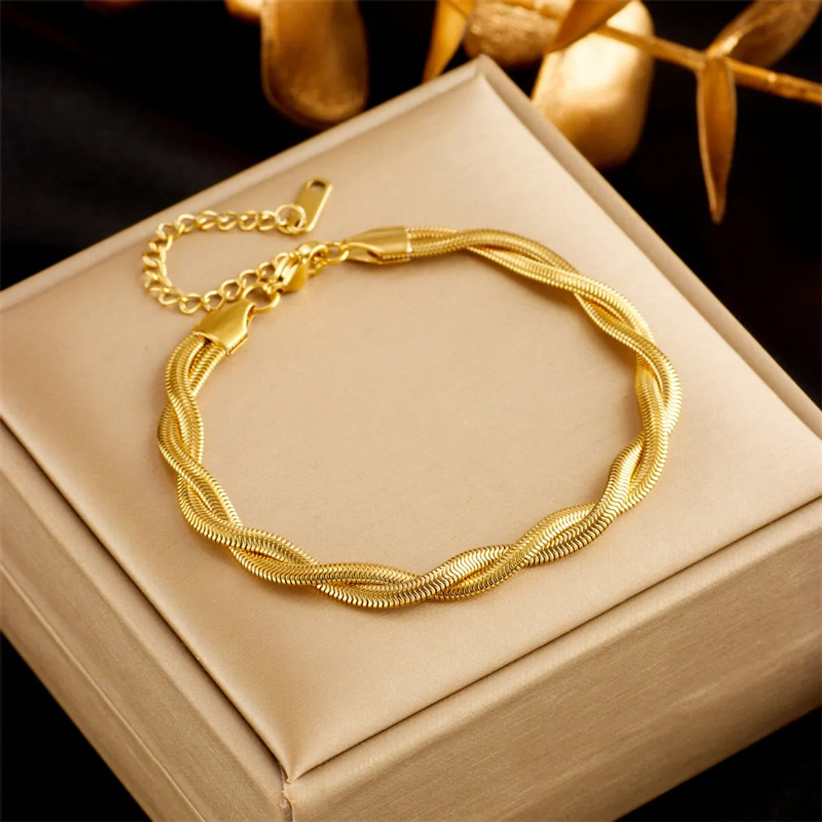 Simple Style Classic Style Solid Color Titanium Steel Bracelets In Bulk