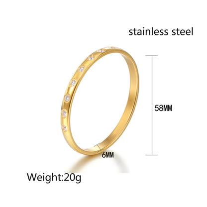 Simple Style Classic Style Solid Color Titanium Steel Inlay Rhinestones Bangle