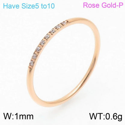 Wholesale Jewelry Simple Style Classic Style Solid Color Titanium Steel Zircon 18K Gold Plated Inlay Rings