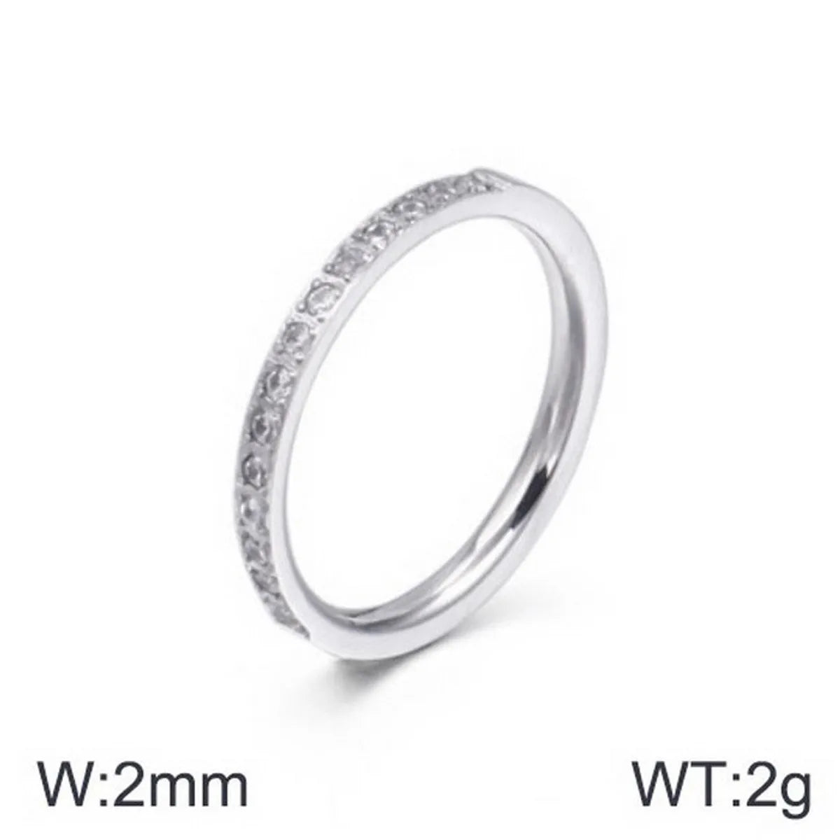 Wholesale Jewelry Simple Style Classic Style Solid Color Titanium Steel Zircon 18K Gold Plated Inlay Rings