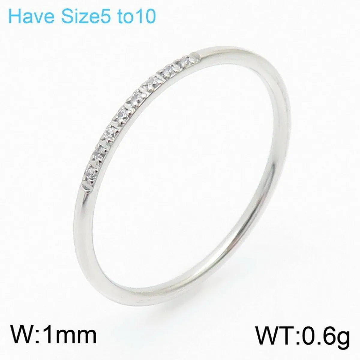 Wholesale Jewelry Simple Style Classic Style Solid Color Titanium Steel Zircon 18K Gold Plated Inlay Rings