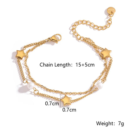 Simple Style Classic Style Solid Color Titanium Steel Plating 18k Gold Plated Bracelets