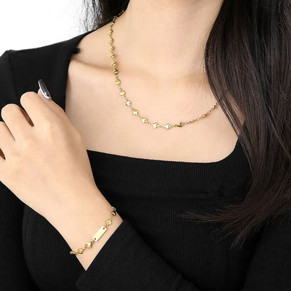 Wholesale Jewelry Simple Style Classic Style Solid Color Titanium Steel 18K Gold Plated Plating Chain Bracelets Necklace