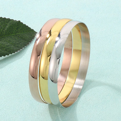 Simple Style Classic Style Solid Color Titanium Steel Plating Gold Plated Bangle