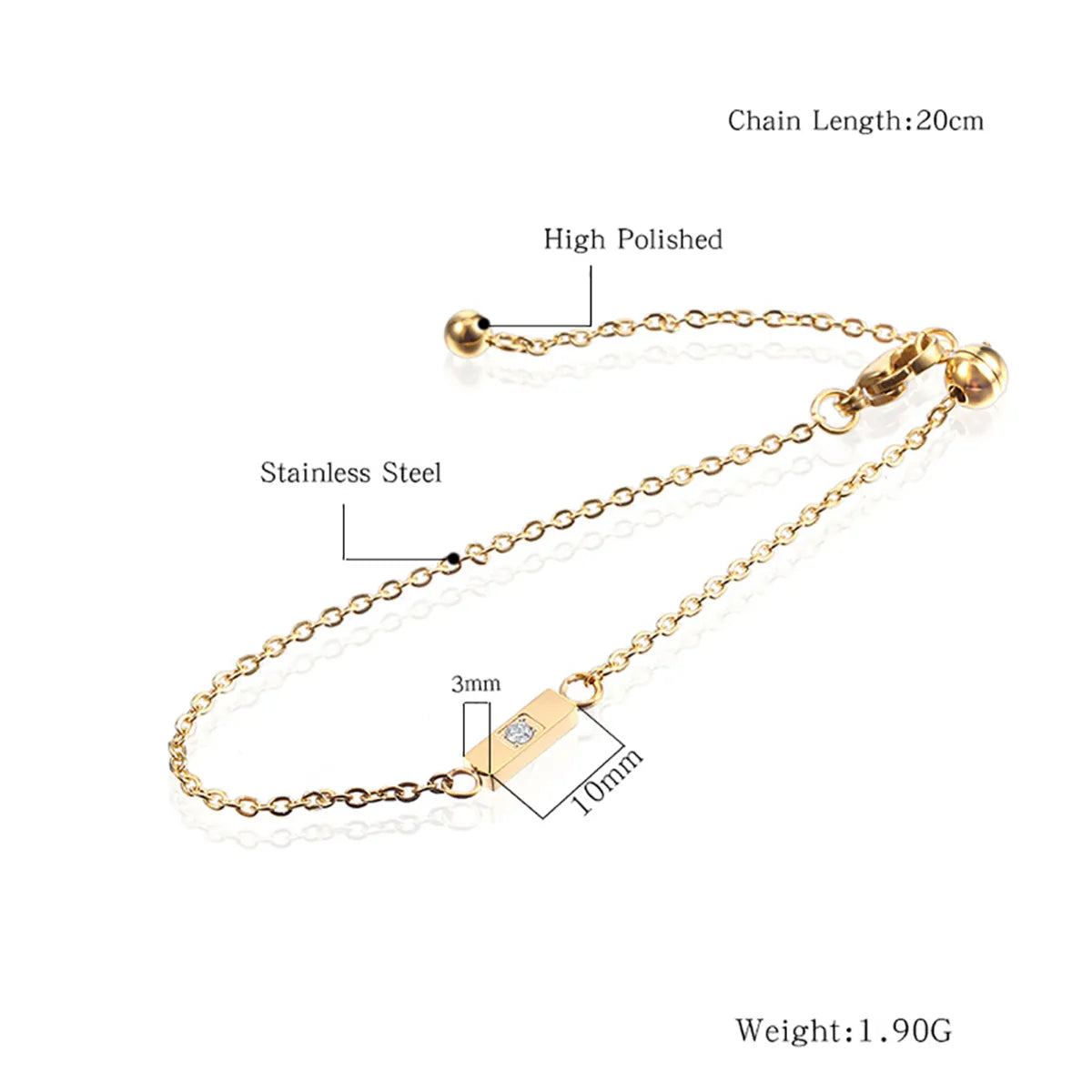 Simple Style Classic Style Solid Color Titanium Steel Plating Gold Plated Bracelets