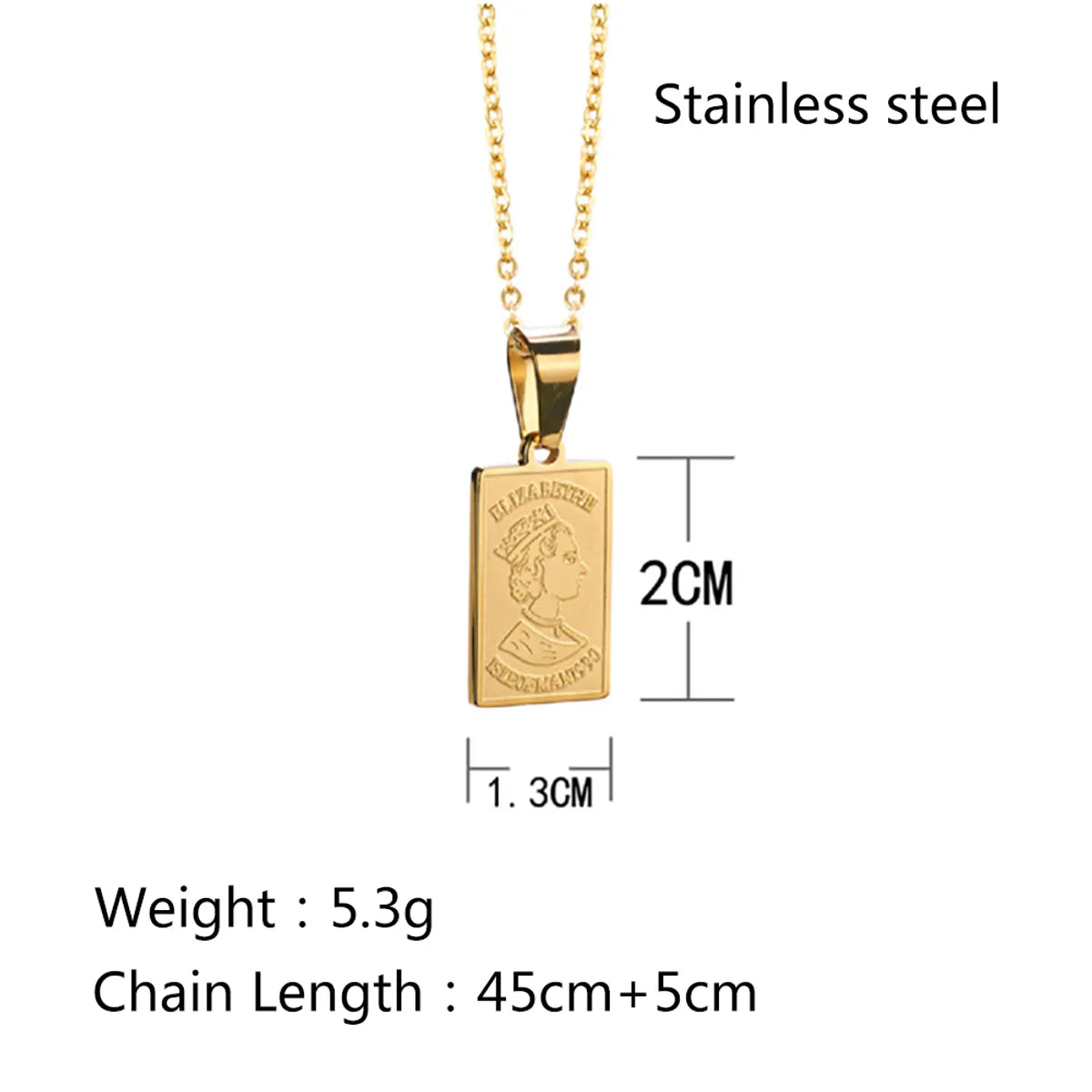 Simple Style Classic Style Solid Color Titanium Steel Plating Gold Plated Pendant Necklace