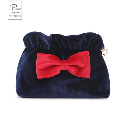 Simple Style Classic Style Solid Color Velvet Wash Bag