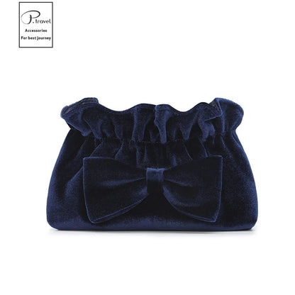 Simple Style Classic Style Solid Color Velvet Wash Bag