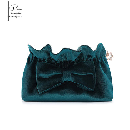 Simple Style Classic Style Solid Color Velvet Wash Bag