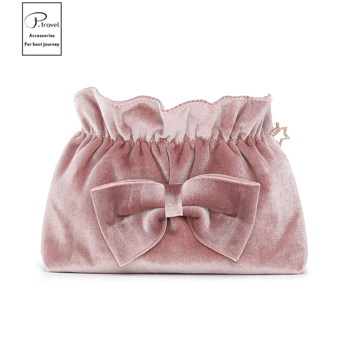 Simple Style Classic Style Solid Color Velvet Wash Bag