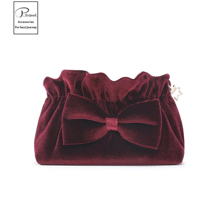 Simple Style Classic Style Solid Color Velvet Wash Bag