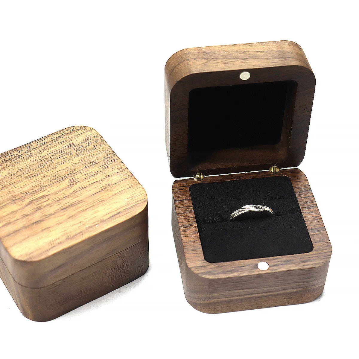 Simple Style Classic Style Solid Color Wood Jewelry Boxes