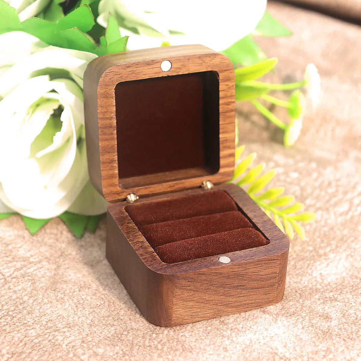 Simple Style Classic Style Solid Color Wood Jewelry Boxes