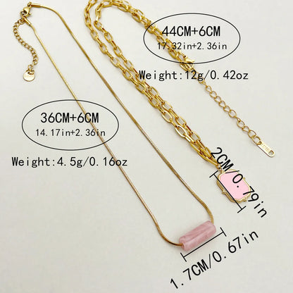 Simple Style Classic Style Square Stainless Steel Enamel Plating Natural Stone Gold Plated Necklace