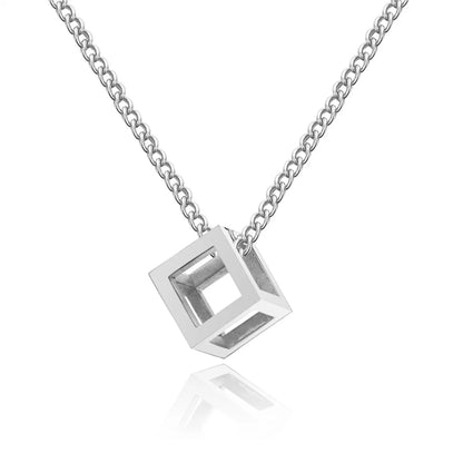 Simple Style Classic Style Square Stainless Steel Titanium Steel Polishing Hollow Out Unisex Pendant Necklace