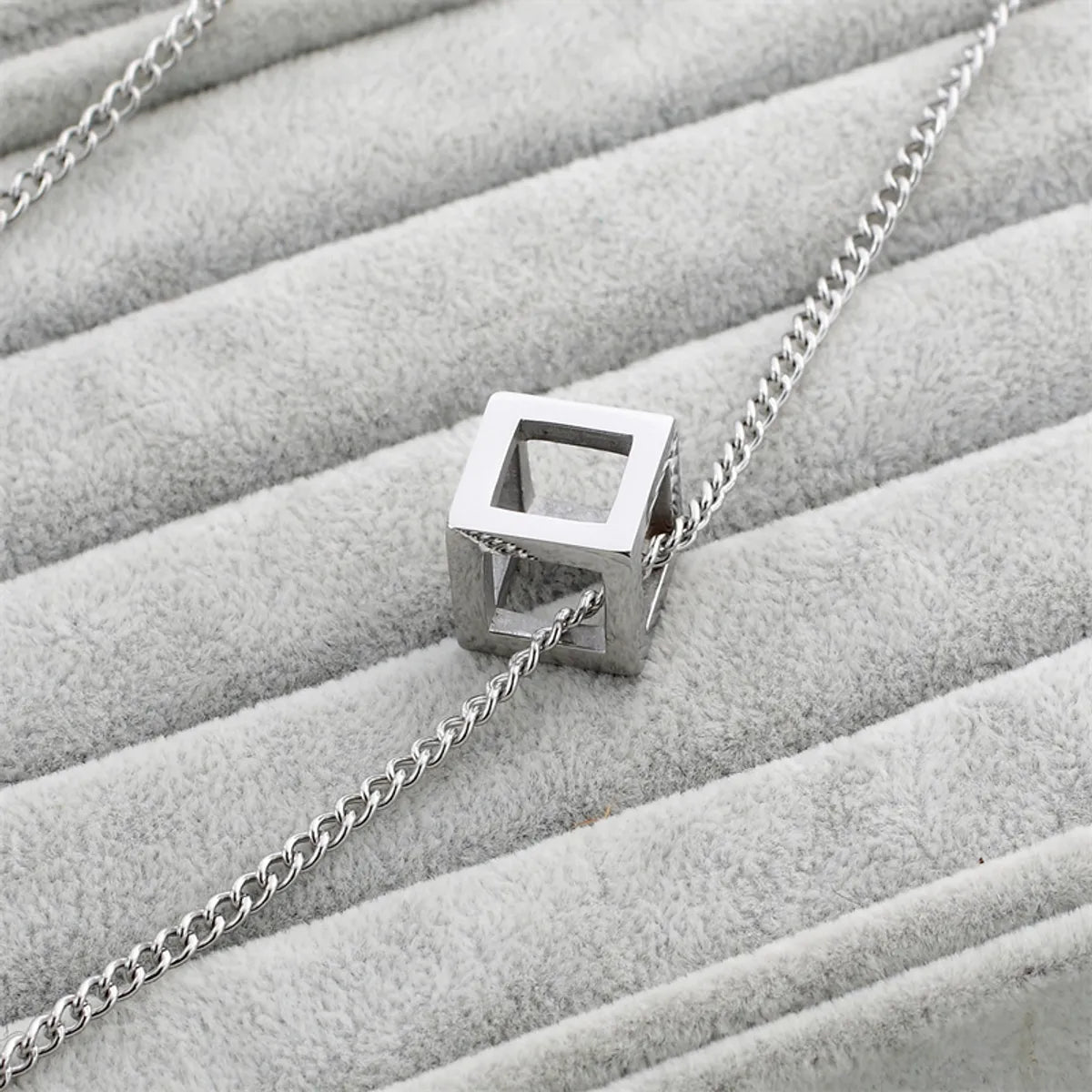 Simple Style Classic Style Square Stainless Steel Titanium Steel Polishing Hollow Out Unisex Pendant Necklace