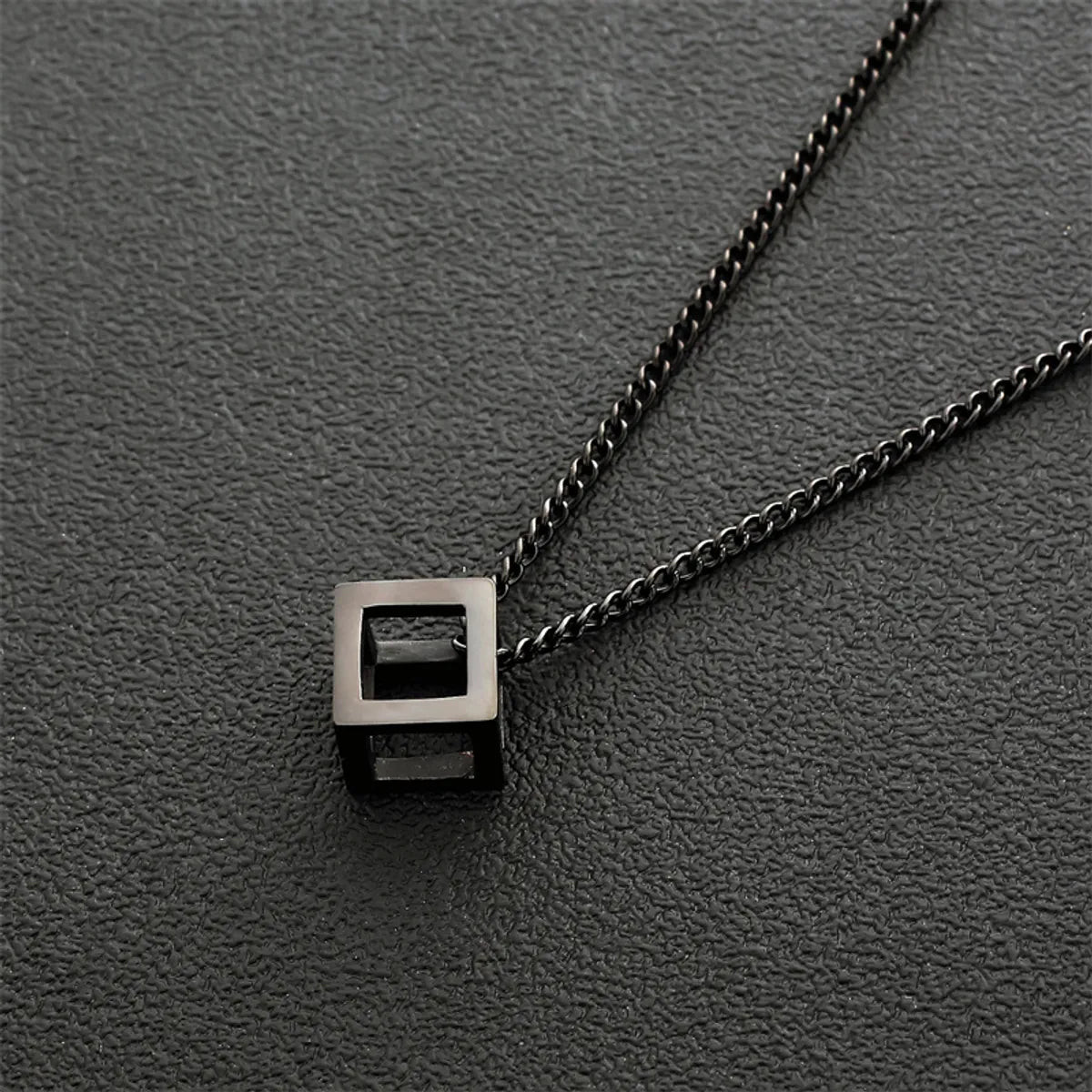 Simple Style Classic Style Square Stainless Steel Titanium Steel Polishing Hollow Out Unisex Pendant Necklace