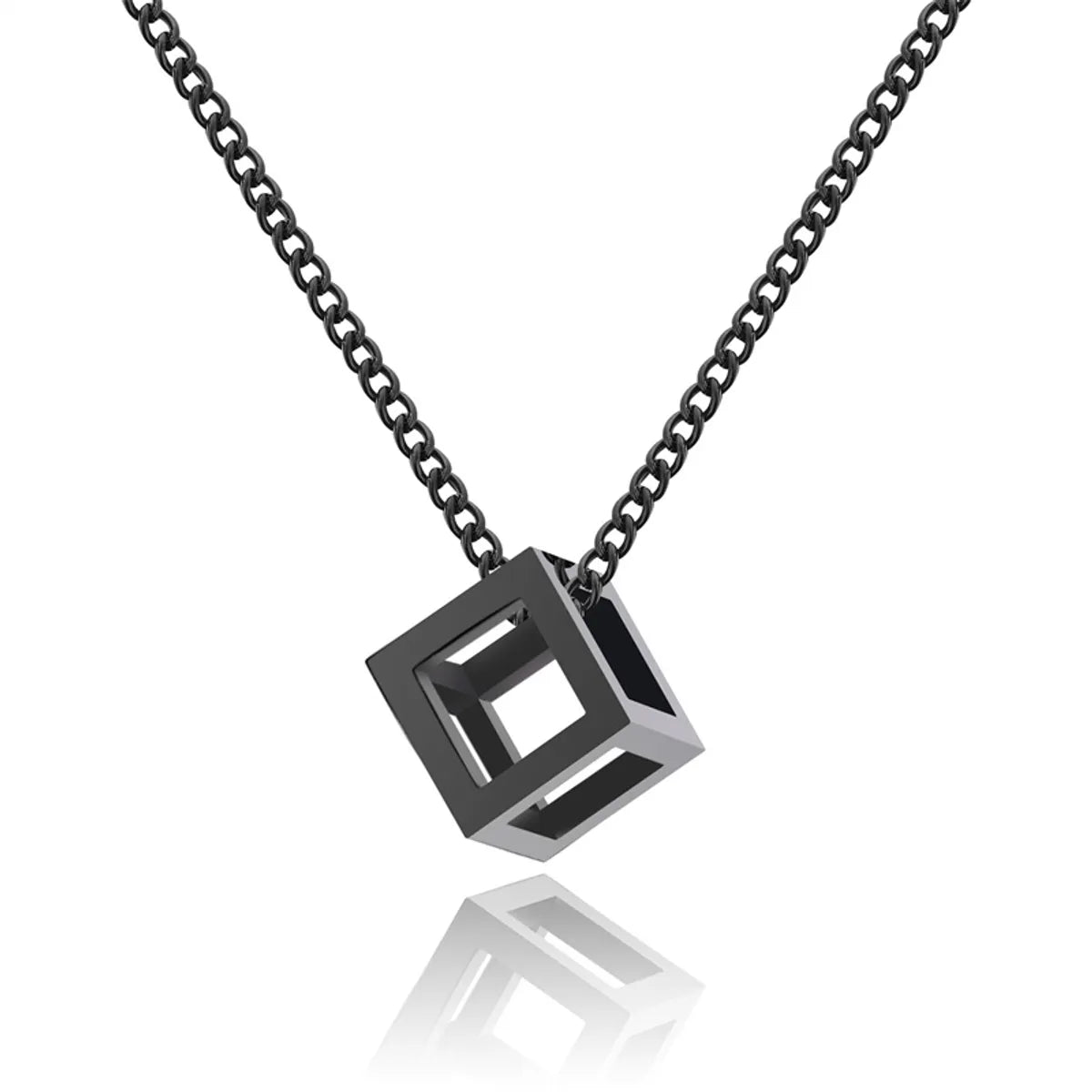 Simple Style Classic Style Square Stainless Steel Titanium Steel Polishing Hollow Out Unisex Pendant Necklace